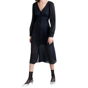 OAK + FORT Shirt Chiffon Midi Dress L